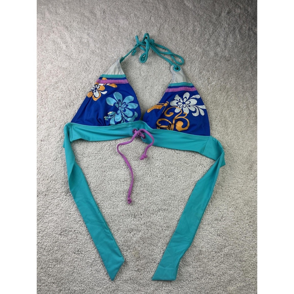 Joe Boxer Bikini Top Womens Large Floral Halter‎ Swimwear Tie Boho
